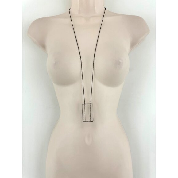 NATASHA LONG NECKLACE PENDANT SQUARE Jewelry Statement Mixed Metals‎ Dillards - Picture 1 of 3
